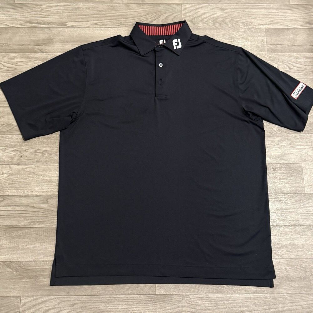 FootJoy Titleist Polo Shirt Mens 2XL Navy Golf Performance Embroidered Logo